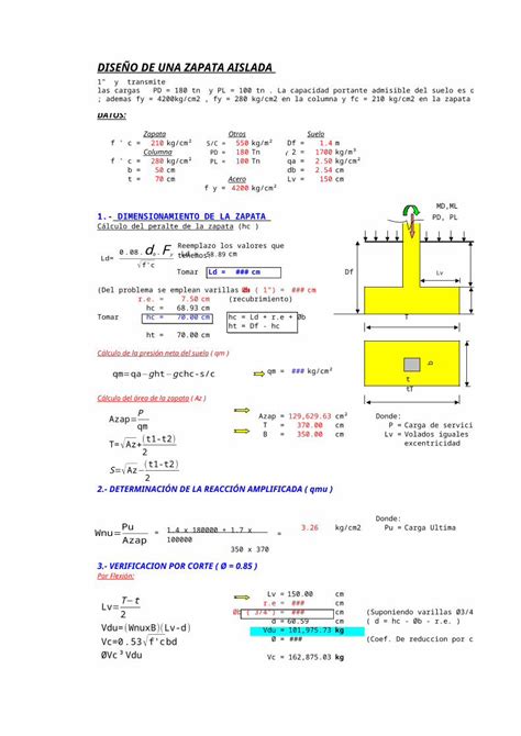 Xls Hoja De C Lculo Para Dise O De Cimentaciones Xls Dokumen Tips