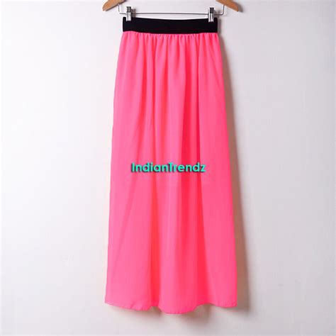 Women Double Layer Chiffon Pleated Retro Long Maxi Dress Elastic Waist