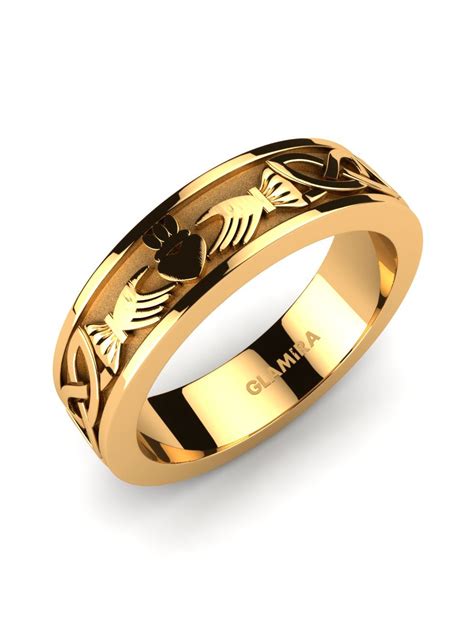 Hochwertige Herren Trauring Celtic Claddagh Mit Gelbgold 375 GLAMIRA Ch