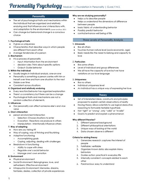 Module 1 Foundation In Personality THEORIES OF PERSONALITY