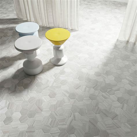 Lithos Grey Hexagon Matt Marble Effect Porcelain Tile