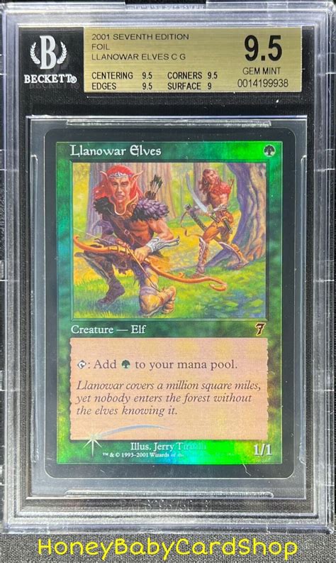 Mtg Seventh Edition Foil Llanowar Elves Bgs Gem Mint Silver