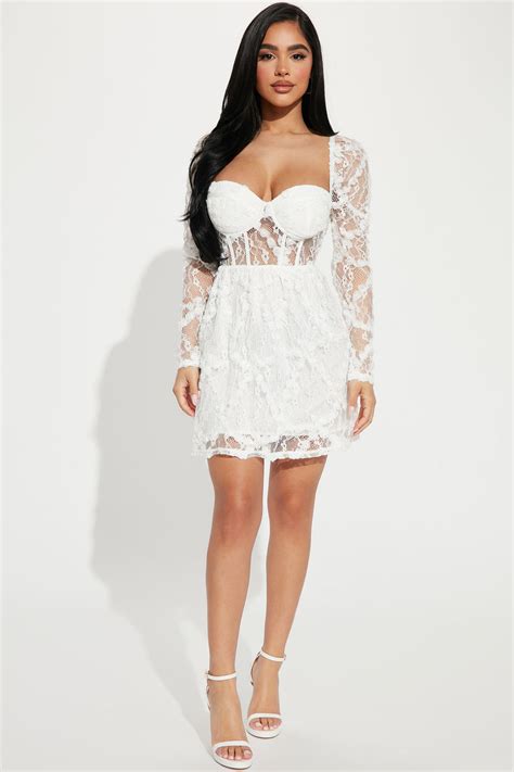 Emily Lace Corset Mini Dress White Fashion Nova