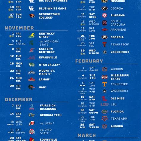 Printable Uk Basketball Schedule 2019 20 - Printable Templates