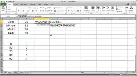 Excel 2010 Tutorial Vlookup Formula Youtube