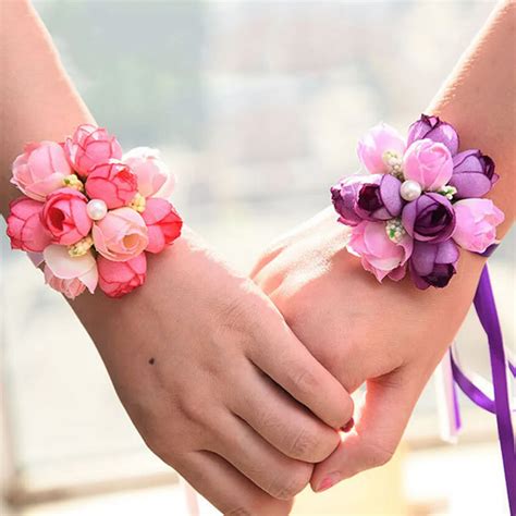 Aliexpress Buy Artificial Bride Flowers Rose Wrist Corsage