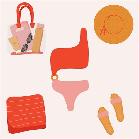 Premium Vector Female Bikini And Beach Accessories Collection Hand