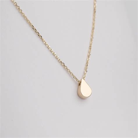 Dainty Gold Water Drop Necklace In 14k Gold For Retirement Etsy