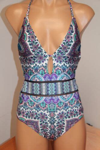 NEW Nanette Lepore Swimsuit Bikini 1 One Piece Size S Multi Halter V