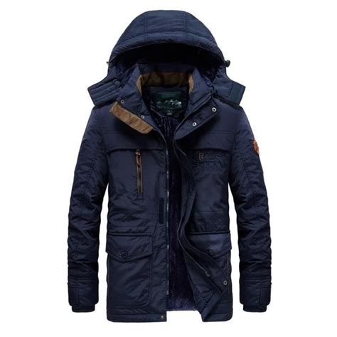 Parka Homme A Capuche amovible Hiver Doublée polaire Manches longues