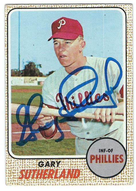 Autographed Gary Sutherland Philadelphia Phillies Topps Card