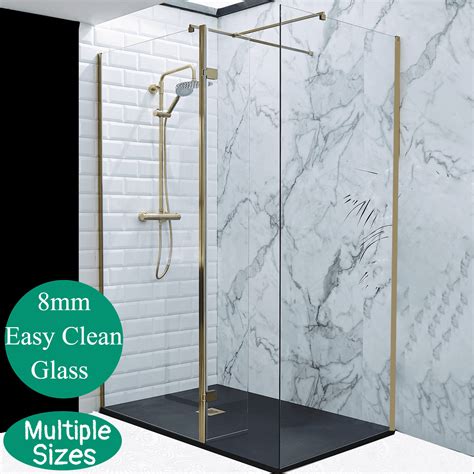 Brushed Brass Walk In Shower Wet Room Screens