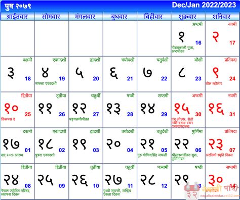 2079 Nepali Calendar