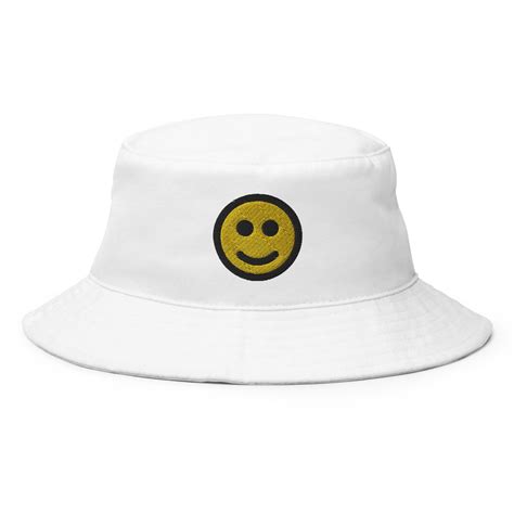 Smiley Face Emoji Bucket Hat Embroidered Bucket Hat Handmade Etsy In