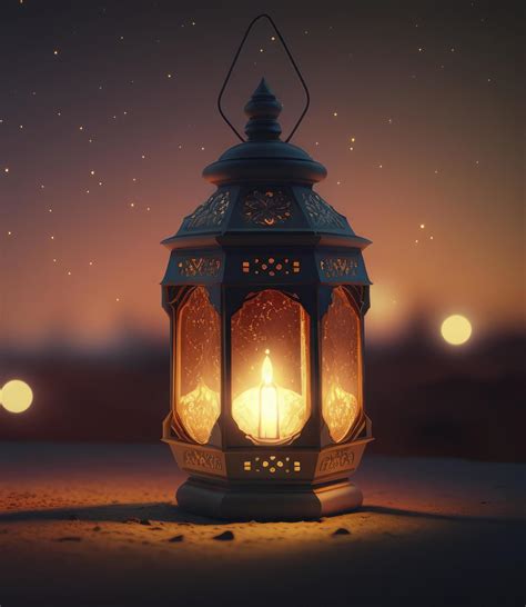 Arabia Sahara Lantern And Moon Setup For Greeting Ramadan Or Eid