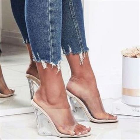 Shoe Affair Shoes New Transparent Clear Nude Peep Toe Wedges Poshmark
