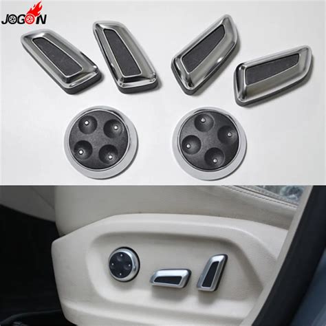 6pcs Abs Chrome Car Seat Adjustment Button Switch Cover Sticker Trim For Audi A3 A4 B8 A5 A6 C7