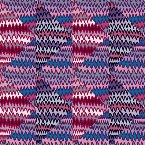 Abstract Zig Zag Wave Seamless Pattern Hand Drawn Lines Mosaic