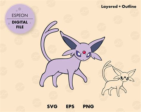 Espeon Pokemon Svg Cut File Layered Digital Template Etsy