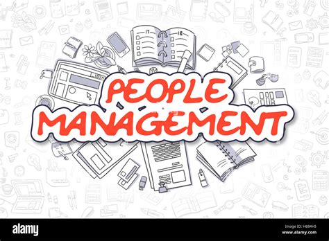 People Management Cartoon Red Text Business Concept Stock Photo Alamy