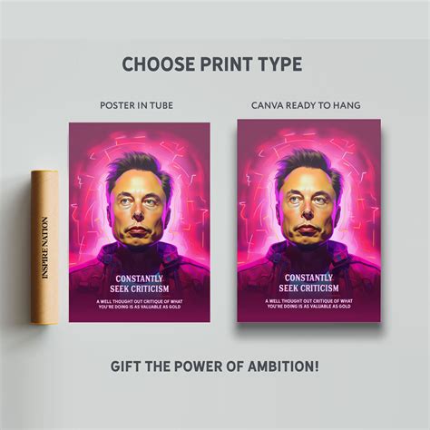 Elon Musk Poster Quotes Motivation Poster Not Digital Quote Decor