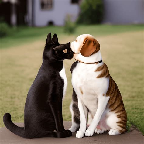 Cat and Dog Kissing Graphic · Creative Fabrica