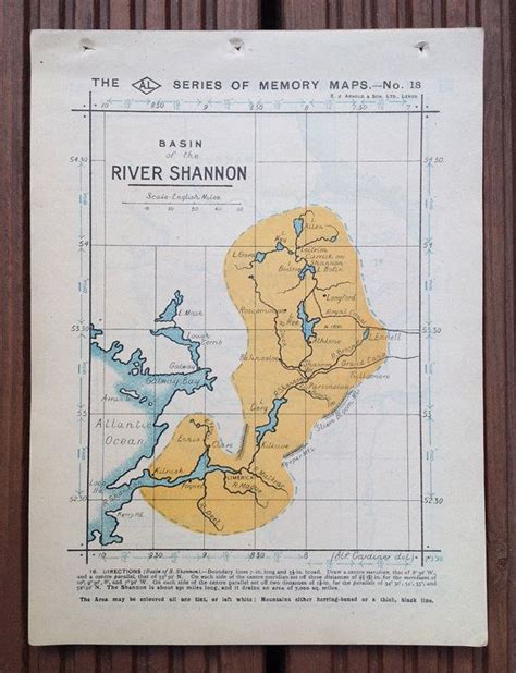 Map of the River Shannon | Etsy | Vintage school map, Vintage maps, Vintage school