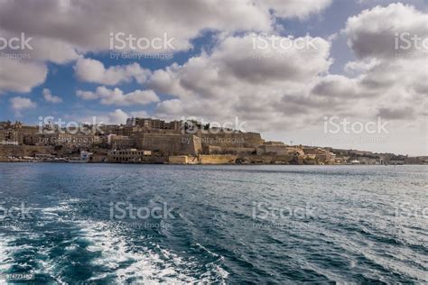 Valletta Malta Skyline Od Capitol City With Blue Cloudy Sky As ...