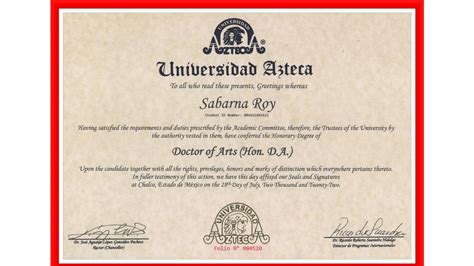 Celebrated Author Sabarna Roy Awarded Honorary Doctor Of Arts By Azteca