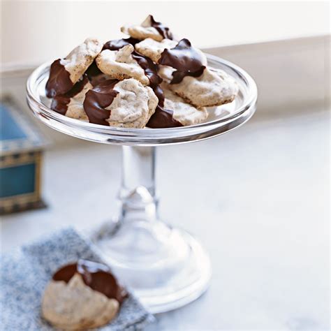 Chocolate Dipped Almond Meringues Recipe With Images Almond Meringue Recipe Food Desserts