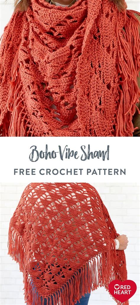 Boho Vibe Shawl Free Crochet Pattern In Red Heart Soft Yarn This