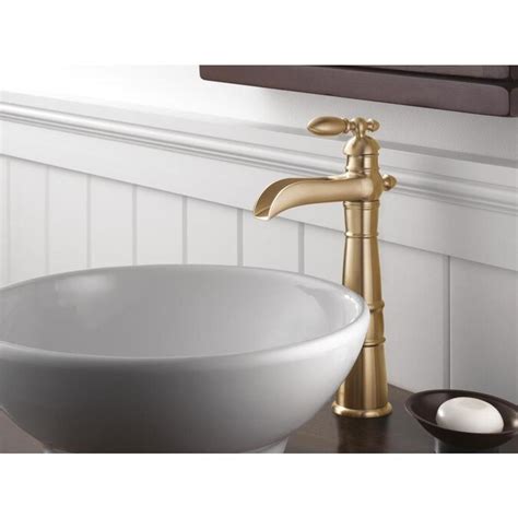 Delta Victorian Champagne Bronze 1 Handle Vessel Watersense Bathroom Sink Faucet In The Bathroom