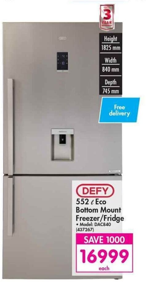 Defy Bottom Mount Freezer Fridge Offer At Makro