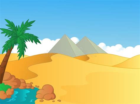 Cartoon Illustration Of Small Oasis In The Desert Stock Vector ...