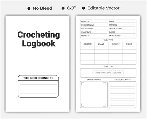 Premium Vector Crocheting Logbook Or Notebook Low Content Kdp