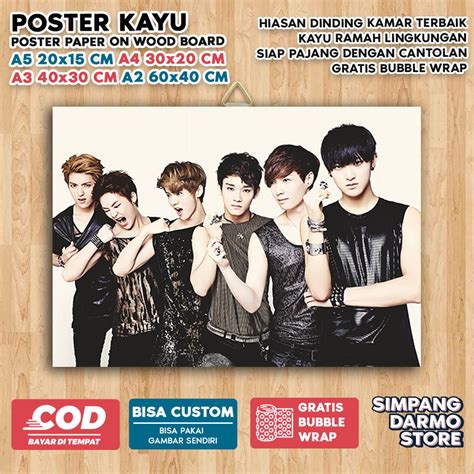 Jual Poster Kayu EXO KPOP Aesthetic Suho Baekhyun Chanyeol D O Kai