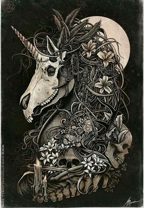 Pin by I'll Let You Down on Drawing | Unicorn tattoos, Skull art, Artwork