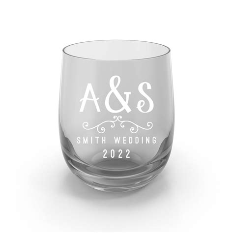 Personalized Stemless Wine Glass With Wedding Initials And Name Customized T For Wedding Day