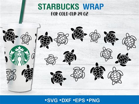 Full Wrap Turtle Starbucks Cup SVG Sea Turtle Svg Venti Cold Etsy