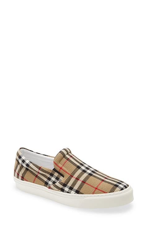 Burberry Thompson Check Slip On Sneaker In Natural For Men Lyst