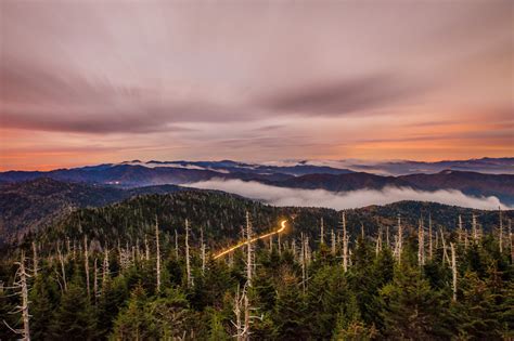 Sunrise from Clingmans Dome in Great Smoky Mountains National Park ...