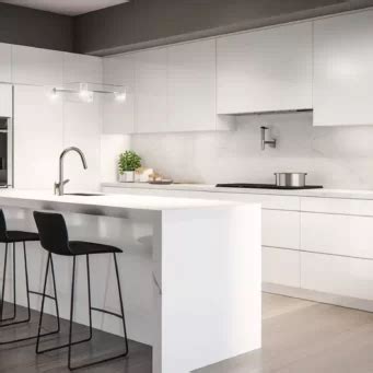 Contemporary and Chic White Slab Kitchen Cabinets - Parlun