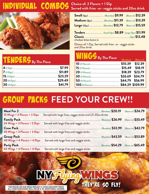 Menu Ny Flying Wings Traditional And Bonless