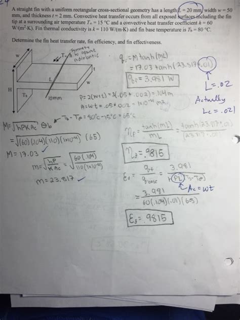 Solved A Straight Fin With A Uniform Rectangular Chegg