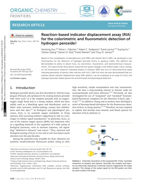 Pdf Reaction Based Indicator Displacement Assay Ria For The