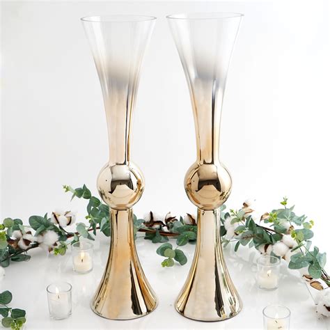 Balsacircle Pcs Inch Tall Gold Ombre Chrome Glass Trumpet