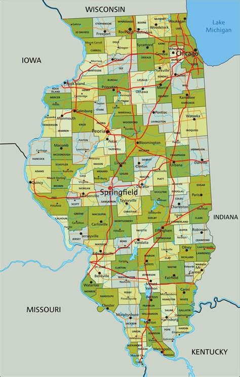 Mapa Pol Tico Editable Detallado Con Capas Separadas Illinois