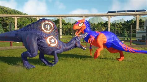 Spiderman Indominus Rex Vs Captain America Spinosaurus Jurassic World