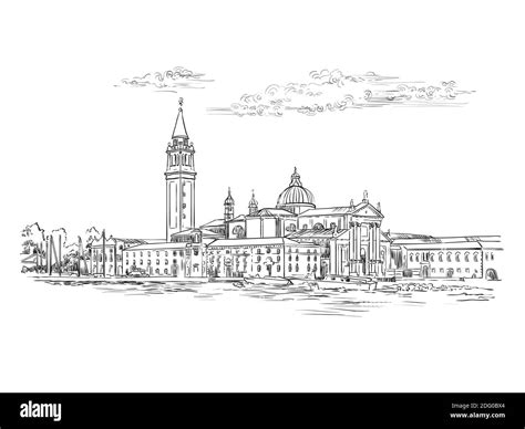 Vector Hand Drawing Sketch Illustration Of Venice Panorama Skyline View