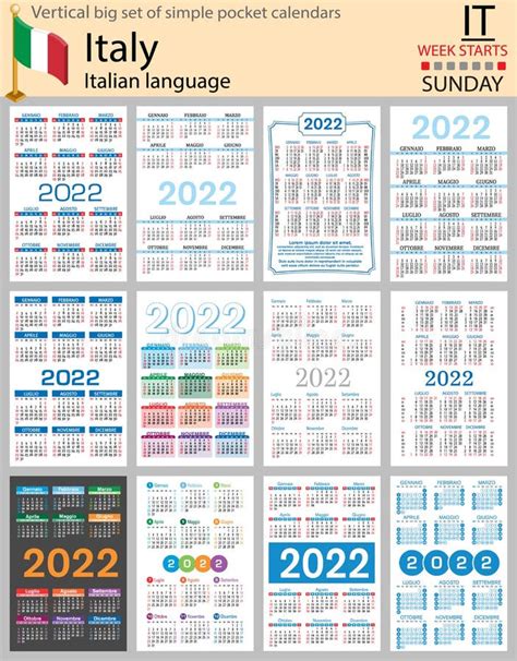 Calendarios De Bolsillo Verticales Italianos Para 2022 La Semana